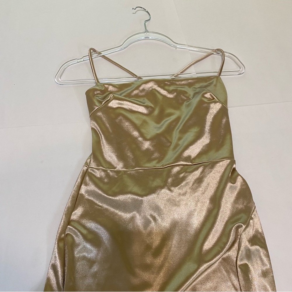 Windsor Gold Satin Maxi Formal Prom Romantic Dress - Picture 5 of 11